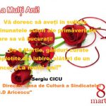 FELICITARE 8 MARTIE-SERGIU CICU, DIRECTOR CASA DE CULTURĂ A SINDICATELOR „C.D ARICESCU”